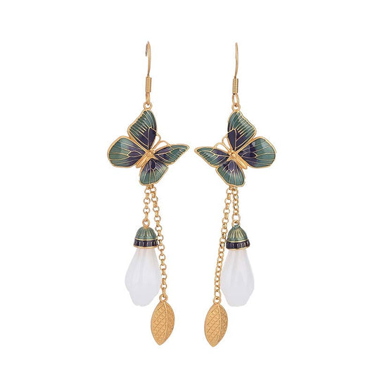 Jade FengShui White Jade Fortune Earrings