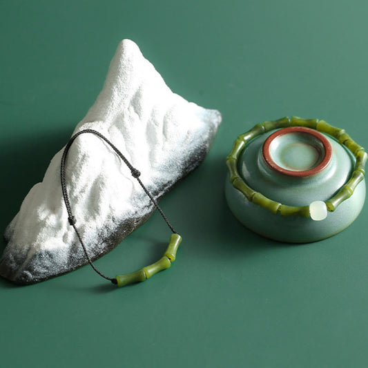 Jade Green Bamboo Jade Pattern Luck Abundance Bracelet