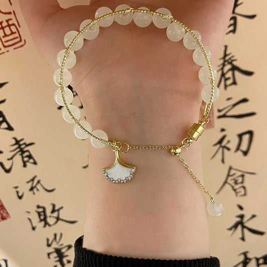 Jade Ginkgo Leaf Jade Bead Luck Bracelet