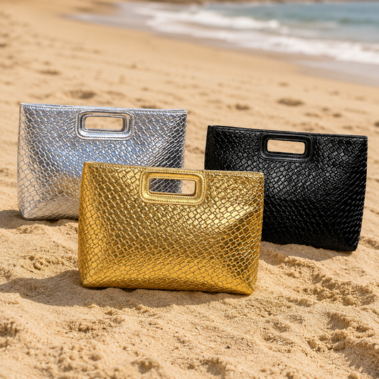 Metallic Snake-Texture Evening Clutch for Women | Large-Capacity Chain Shoulder Bag | Luxurious Party & Event Handbag
