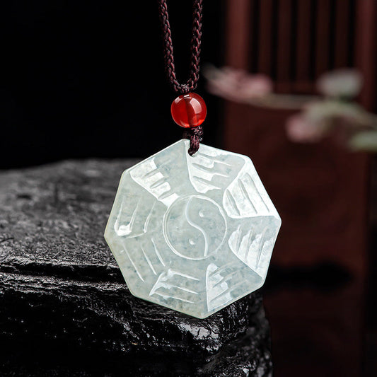 Jade Natural Jade Bagua Yin Yang Luck Necklace Pendant