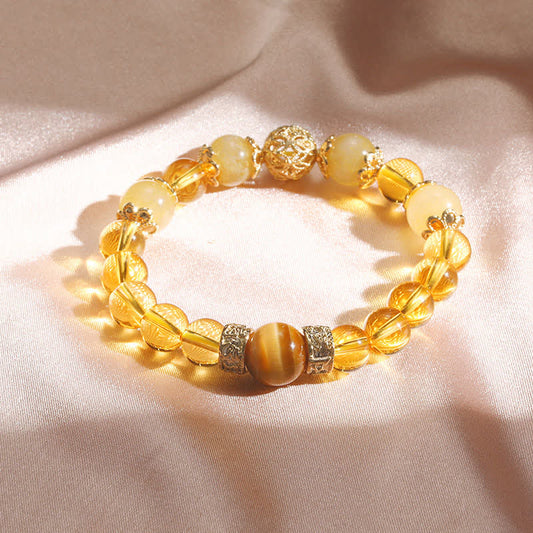 Golden Energy Citrine Wealth Solar Plexus Chakra (Third Chakra) Generosity Prosperity Beaded Bracelet