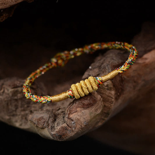 Ancient Tibetan Buddhist Red String Tradition Handmade Colorful King Kong Knot Protection Braid String Bracelet