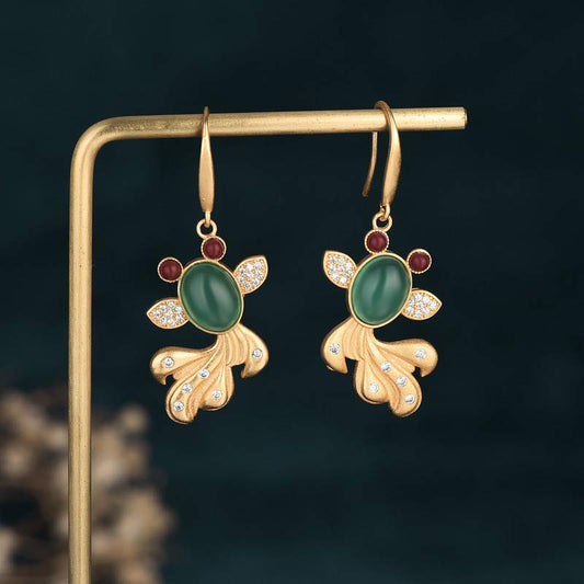 Jade FengShui Jade Koi Fortune Earrings