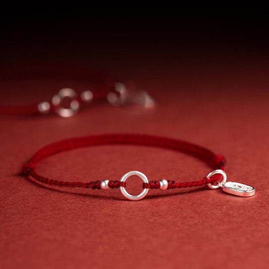 Ancient Tibetan Buddhist Red String Tradition 925 Sterling Silver Lucky Fortune Peace Joy Lotus Peace Buckle Red String Bracelet