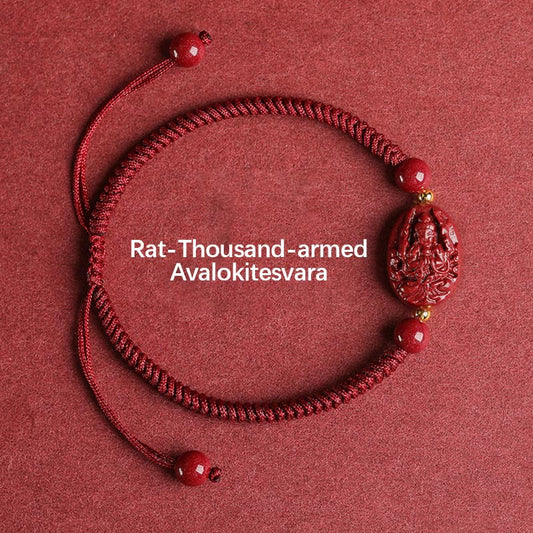 Ancient Tibetan Buddhist Red String Tradition Chinese Zodiac Natal Buddha Cinnabar Keep Away Evil Spirits Rope Bracelet
