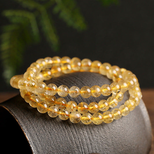 Golden Energy Citrine Natural Wealth Solar Plexus Chakra (Third Chakra) Prosperity Protection Bracelet