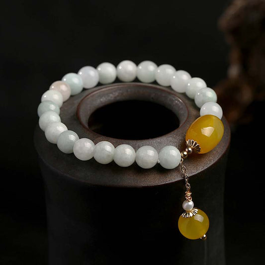 Jade Natural White Jade Agate Protection Bracelet