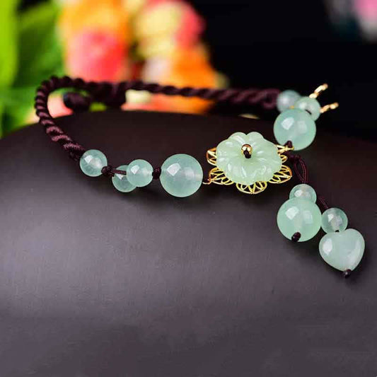Jade Flower Jade Butterfly Luck Abundance Charm Anklet