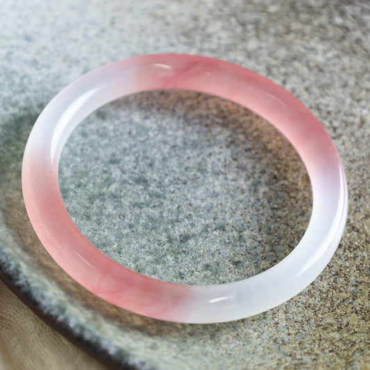 Jade Pink Golden Silk Jade Wealth Bracelet Bangle
