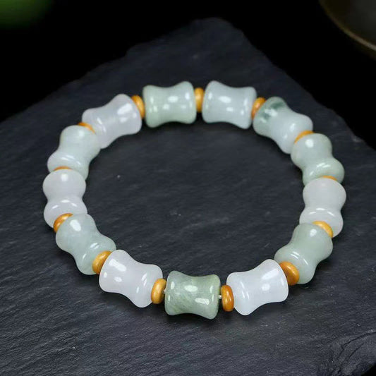 Jade Jade Coconut Shell Bamboo Pattern Abundance Luck Bracelet