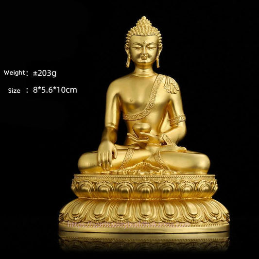 Spirituality Shakyamuni Amitabha Medicine Buddha Figurine Serenity Copper Statue Home Decoration