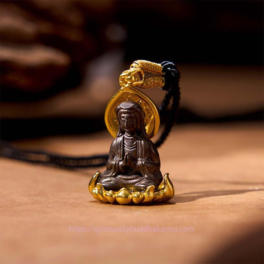 Spirituality Alloy Kwan Yin Avalokitesvara Wealth Rope Necklace Pendant