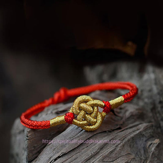 Ancient Tibetan Buddhist Red String Tradition Handmade Simple Design Chinese Knotting Luck Strength Braid String Bracelet