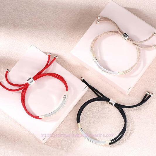 Ancient Tibetan Buddhist Red String Tradition 925 Sterling Silver Red String Layered Braid Bracelet