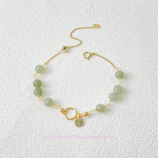 Jade Unique Natural Hetian Jade 14K Gold filled Luck Beaded Bracelet