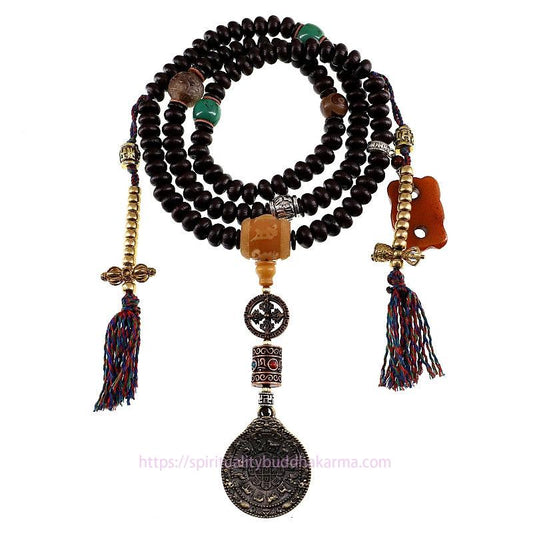 Spirituality Buddha Karma Tibet 108 Mala Beads Purple Bodhi Seed Bagua Vajra Auspiciousness Bracelet