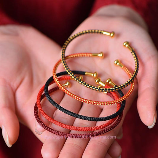 Ancient Tibetan Buddhist Red String Tradition Simple Design Handmade Luck Braid String Cuff Bracelet