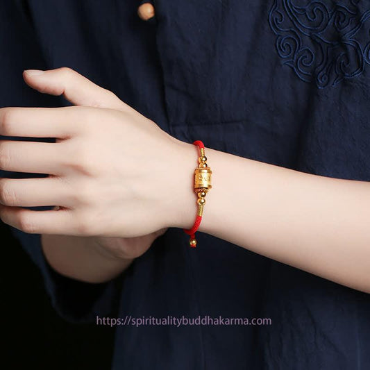 Ancient Tibetan Buddhist Red String Tradition 999 Sterling Silver Om Mani Padme Hum Luck Red String Bracelet