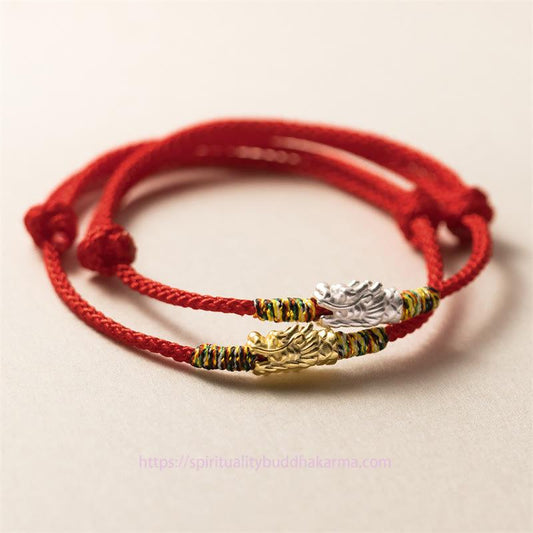 Ancient Tibetan Buddhist Red String Tradition 925 Sterling Silver Year of the Dragon Luck Strength Red Rope Bracelet