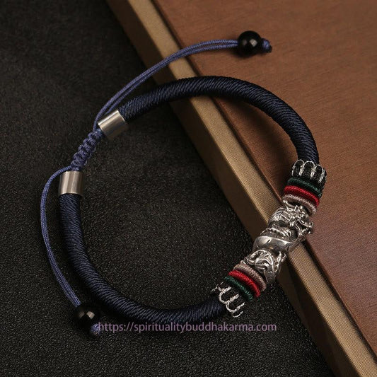 Ancient Tibetan Buddhist Red String Tradition Handmade 925 Sterling Silver Year Of The Dragon Auspicious Dragon Luck Rope Bracelet