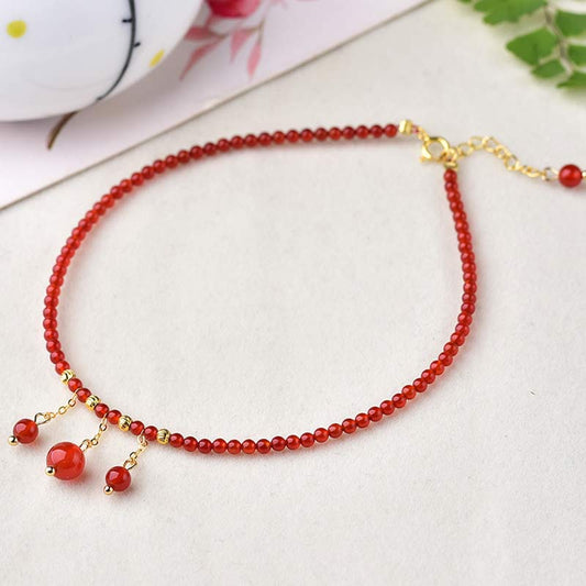 Spirituality Buddha Karmat Red Agate Confidence Calm Anklet