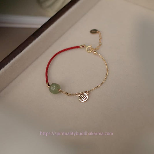 Jade Beaded Jade Luck String Chain Bracelet
