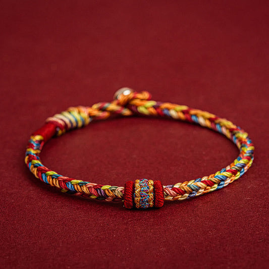 Ancient Tibetan Buddhist Red String Tradition Handmade Dragon Boat Festival Luck Colorful Rope Child Adult Bracelet