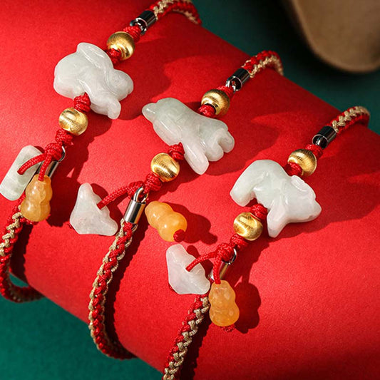 Jade Chinese Zodiac Jade Prosperity Red String Bracelet Anklet
