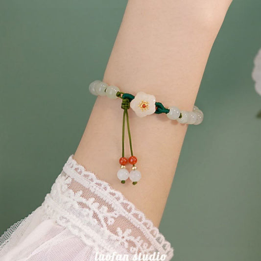 Jade Jade Peach Blossom Flower Luck Bracelet