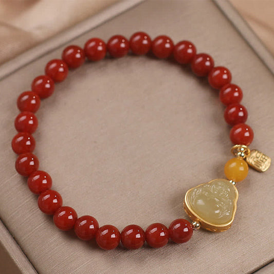 Jade Laughing Buddha Red Agate Jade Confidence Bracelet