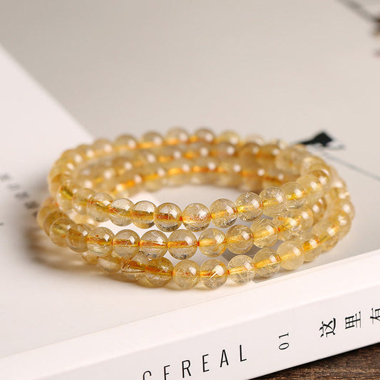 Golden Energy Citrine Natural Wealth Solar Plexus Chakra (Third Chakra) Prosperity Protection Bracelet