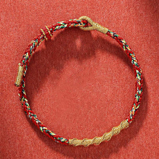 Ancient Tibetan Buddhist Red String Tradition Handmade Chinese Zodiac Natal Buddha Protection Strength Braided String Bracelet