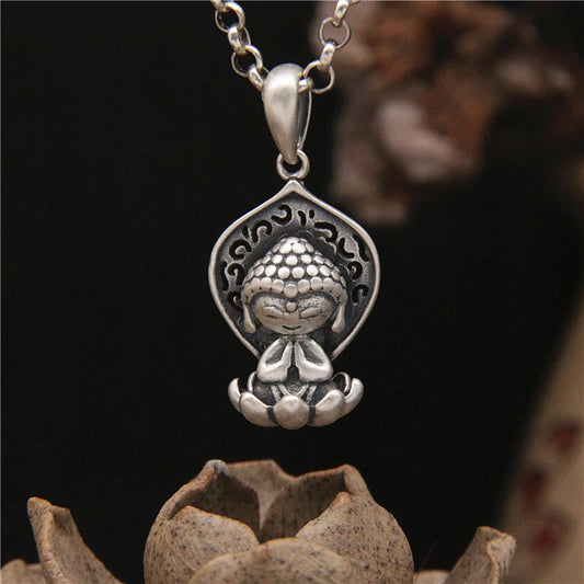 Buddha Energy Necklace 999 Sterling Silver Meditation Buddha Lotus Serenity Necklace Pendant