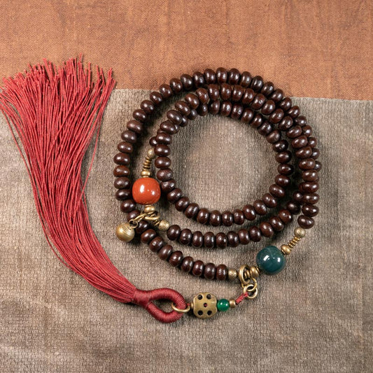 Spirituality Buddha Karma 108 Mala Beads Natural Tibet Purple Bodhi Seed Auspiciousness Bracelet
