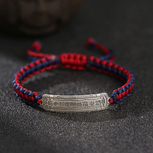 Ancient Tibetan Buddhist Red String Tradition 925 Sterling Silver Peace Amulet Protection Bracelet