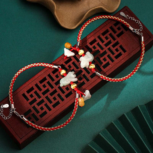 Jade Chinese Zodiac Jade Prosperity Red String Bracelet Anklet