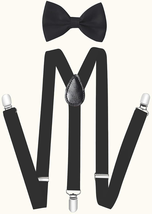1920s Mens Gatsby Gangster Costume Accessories Set 30s Manhattan Fedora Hat Bow Tie Suspenders