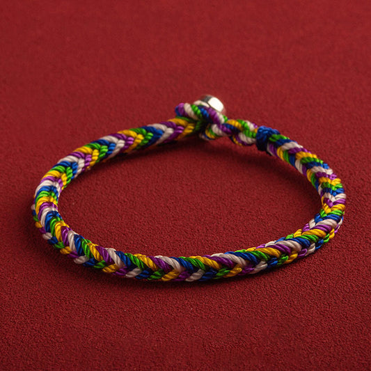 Ancient Tibetan Buddhist Red String Tradition "May everything go your way" Lucky Multicolored Bracelet