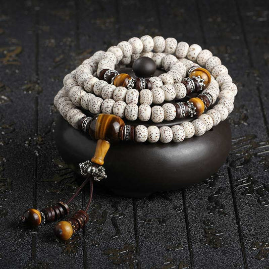 Spirituality Buddha Karma Handmade Tibetan Tiger Eye Bodhi Seed Peace Bracelet
