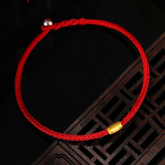 Ancient Tibetan Buddhist Red String Tradition 999 Gold Lucky Bead Eight Thread Peace Knot Red Rope Bracelet