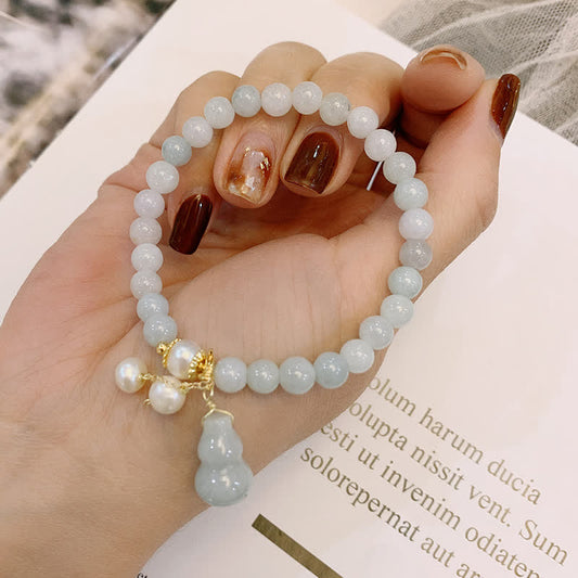 Jade Natural Jade Pearl Gourd Prosperity Luck Bracelet