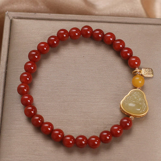 Jade Laughing Buddha Red Agate Jade Confidence Bracelet