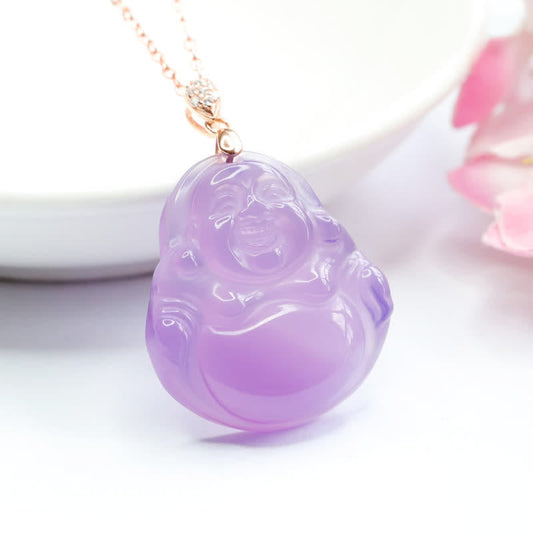 Jade Laughing Buddha Purple Jade Happiness Necklace Pendant