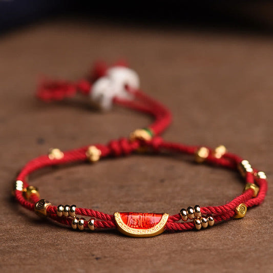 Tibetan Knot Protection Handmade Cinnabar Dumplings Design Luck Braided Red Rope Bracelet