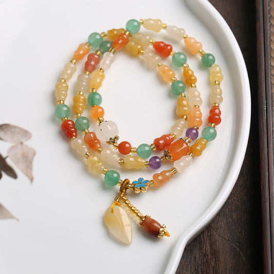 Jade Golden Silk Jade Gourd Wealth Bracelet