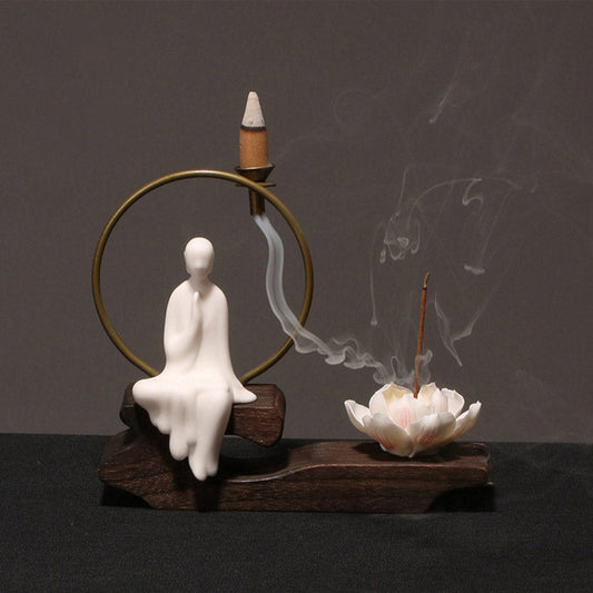 Spirituality Ceramic Lotus Healing Meditation Incense Burner Decoration