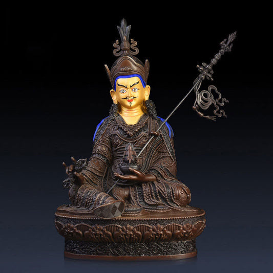 Spirituality Padmasambhava Buddha Figurine Serenity Copper Statue Home Decoration