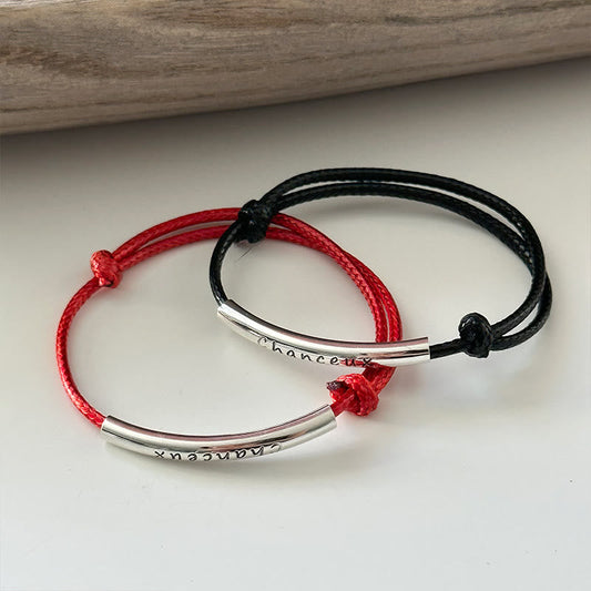 Ancient Tibetan Buddhist Red String Tradition 925 Sterling Silver CHANCEUX French Lucky Design Protection Bracelet