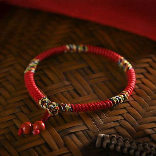 Ancient Tibetan Buddhist Red String Tradition Five Colors King Kong Knot String Protection Luck Bracelet